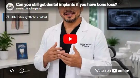 Educational video explaining whether patients with bone loss can still receive dental implants and discussing bone grafting and advanced treatment options.
