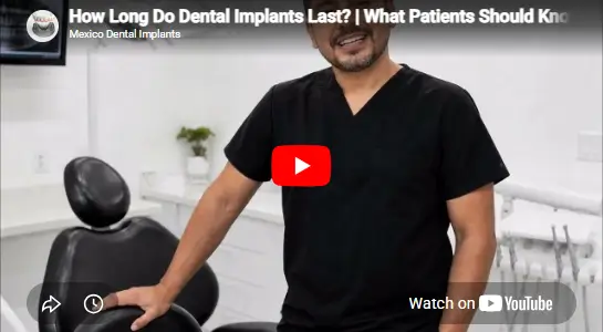 Educational video explaining how long dental implants can last, factors that affect implant longevity, and the importance of proper maintenance and oral hygiene.