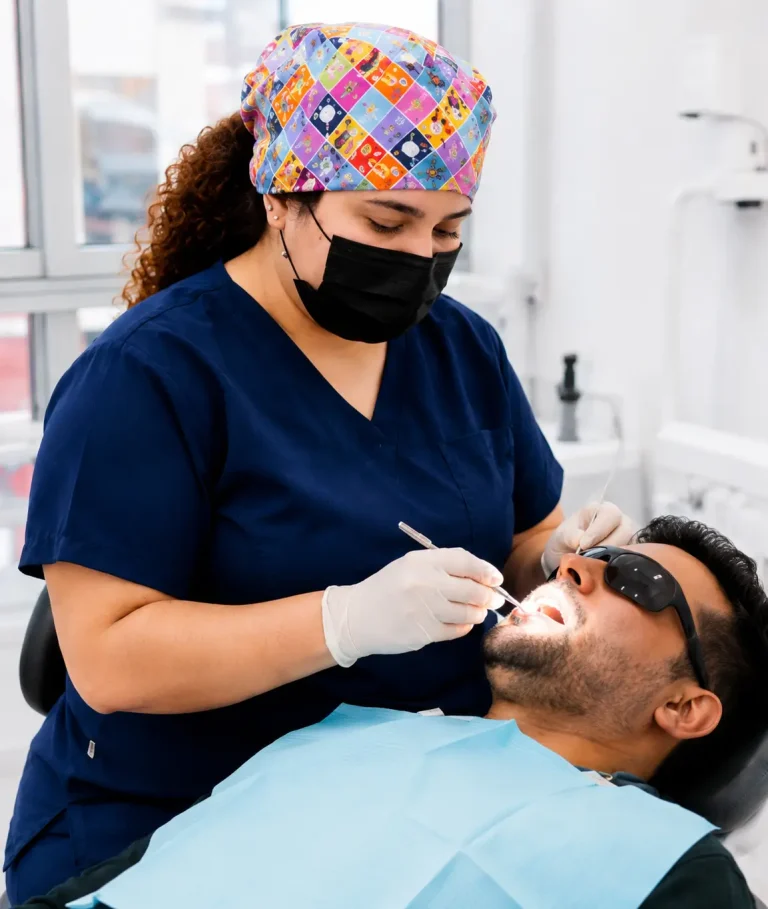 Dra. Evelyn Tirado providing dental treatment to a patient in Tijuana, Mexico.