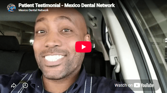 Patient recording a video review after dental treatment at Dr. Mexico Dental Group in Tijuana, Mexico