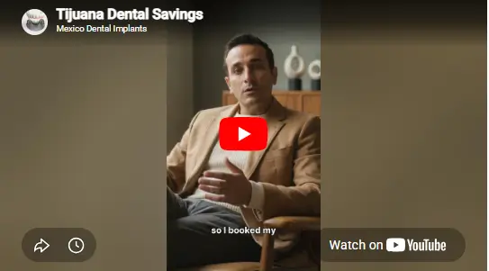 Patient testimonial video explaining how receiving dental treatment in Tijuana, Mexico helped reduce costs while achieving successful results.