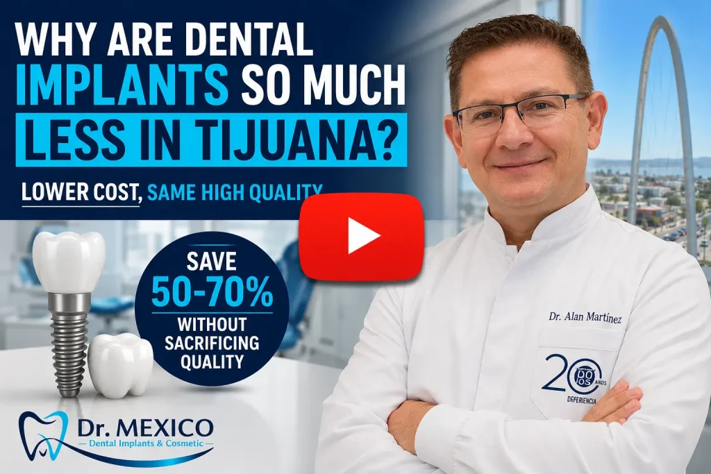 Dr. Alan Martinez explains why dental implants cost significantly less in Tijuana while maintaining high standards of quality and patient care.